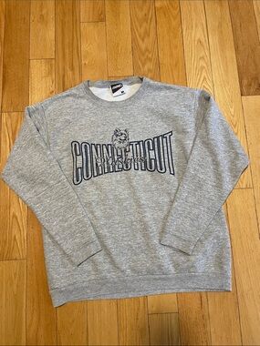 BIKE Gray Connecticut Huskies Crewneck Sweatshirt